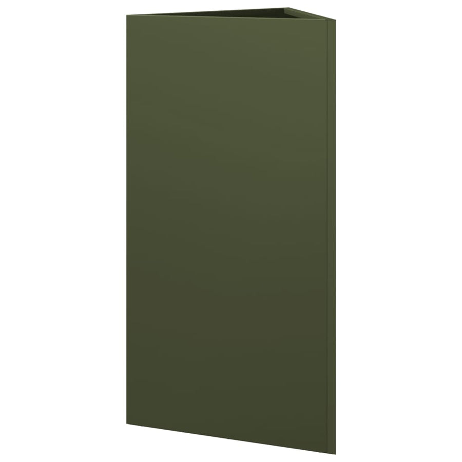 Plantenbak driehoek 40x34,5x70 cm staal olijfgroen