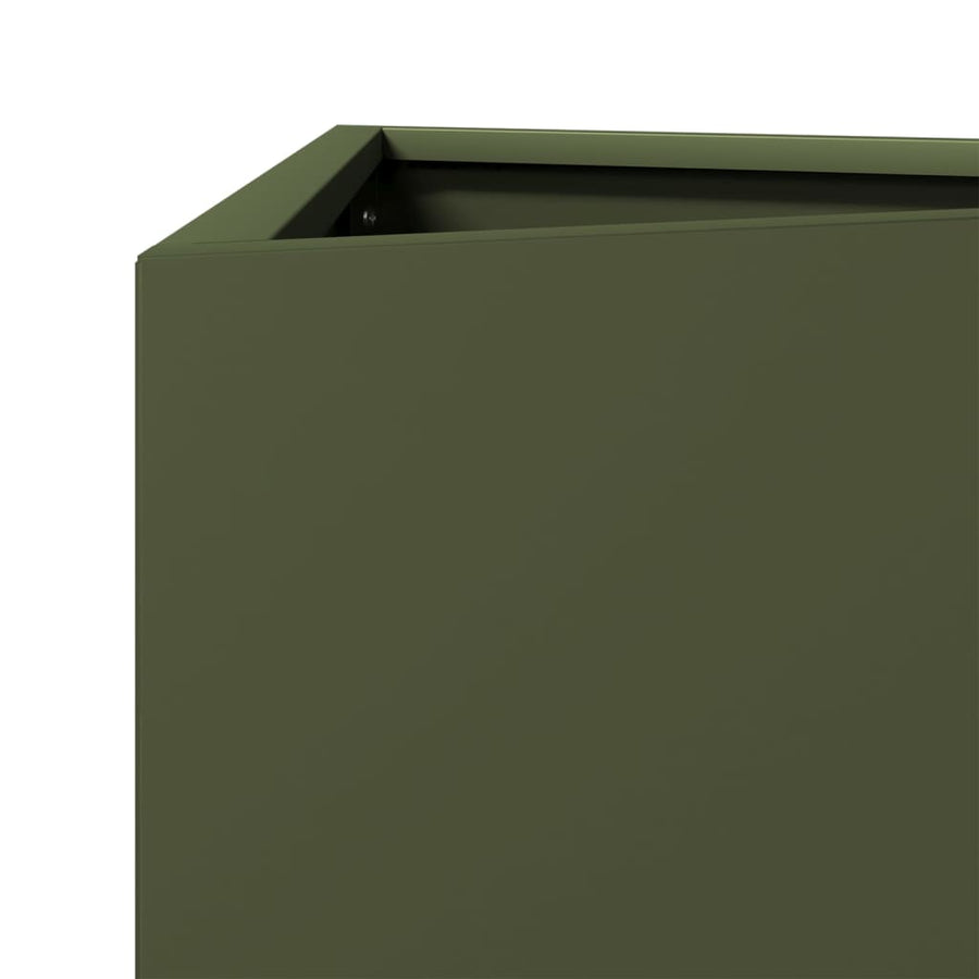 Plantenbak driehoek 40x34,5x70 cm staal olijfgroen