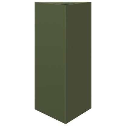 Plantenbakken 2 st driehoek 40x34,5x70 cm staal olijfgroen