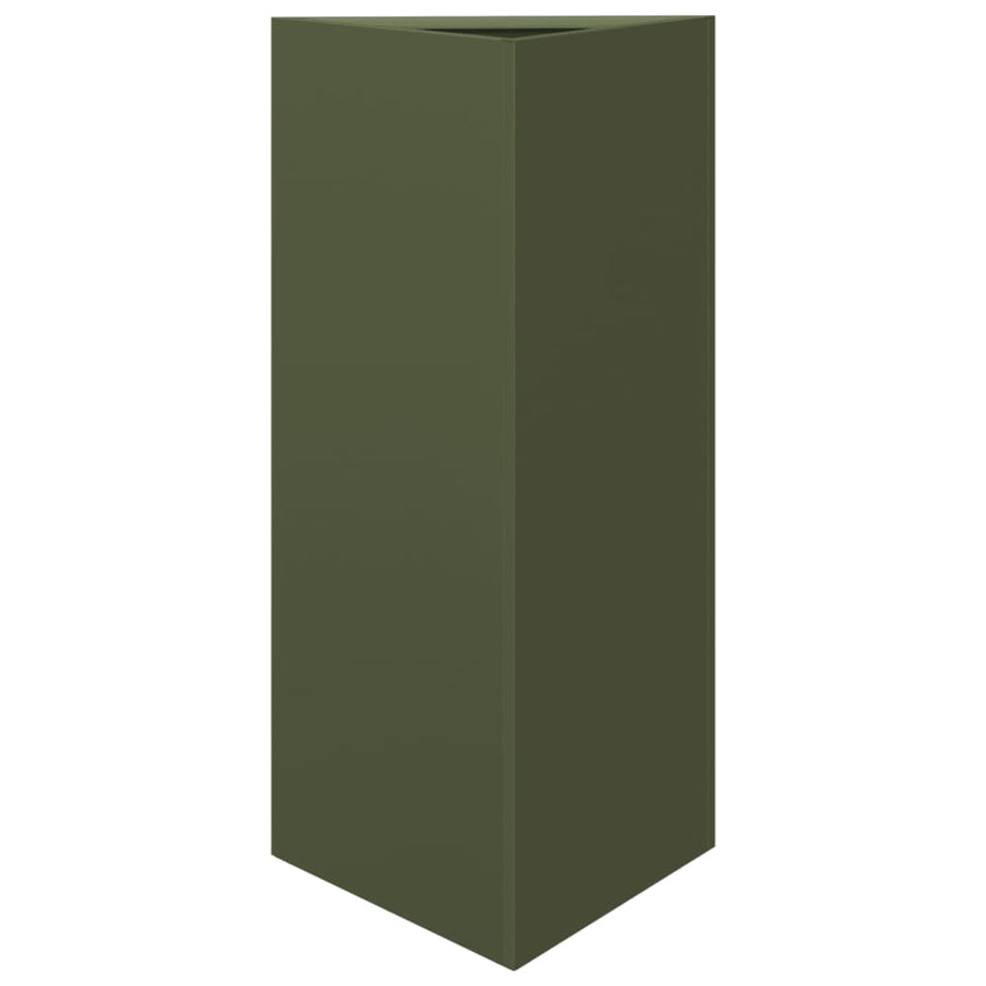 Plantenbakken 2 st driehoek 40x34,5x70 cm staal olijfgroen