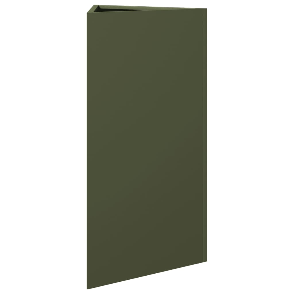 Plantenbakken 2 st driehoek 40x34,5x70 cm staal olijfgroen