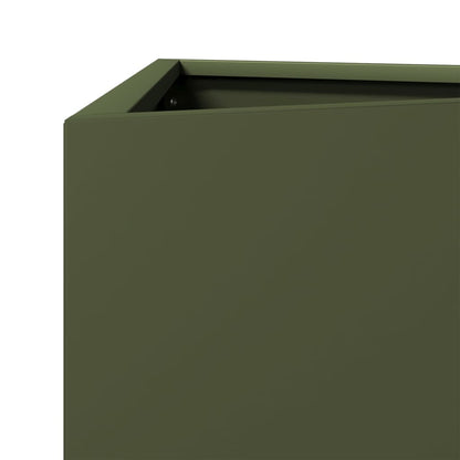 Plantenbakken 2 st driehoek 40x34,5x70 cm staal olijfgroen