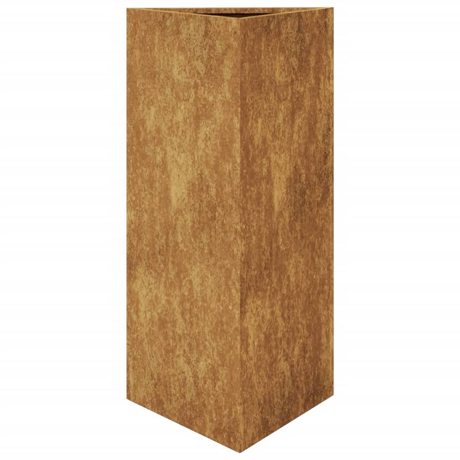 Plantenbakken 2 st driehoek 40x34,5x70 cm cortenstaal
