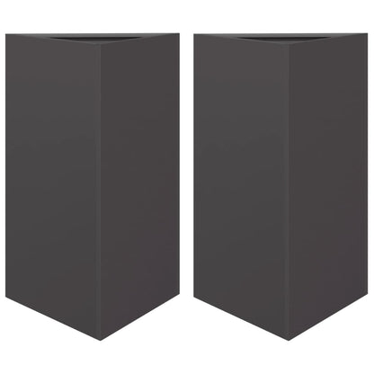 Plantenbakken 2 st driehoek 50x43x75 cm staal zwart
