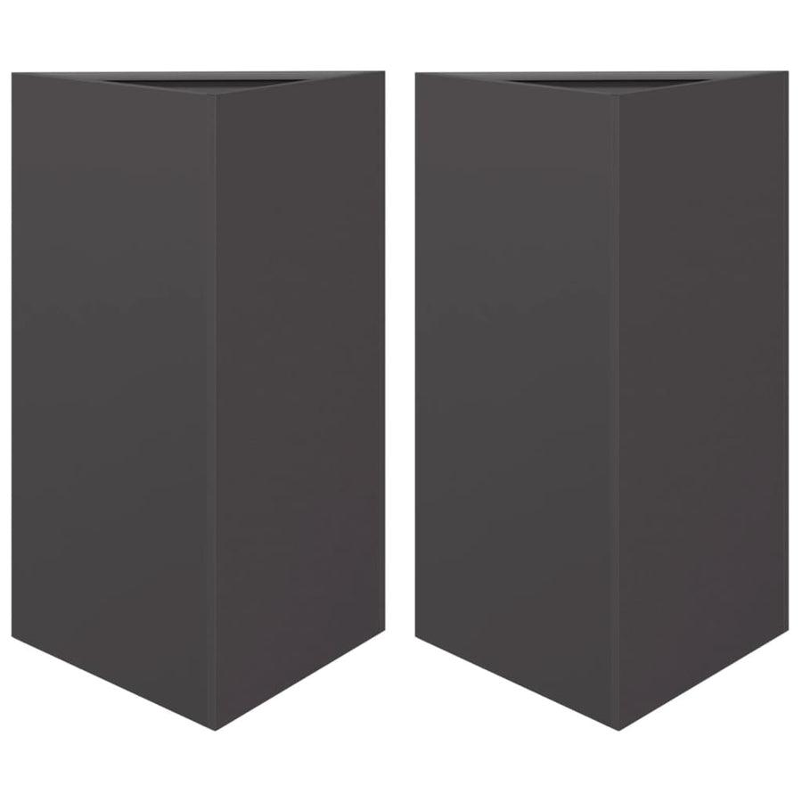Plantenbakken 2 st driehoek 50x43x75 cm staal zwart