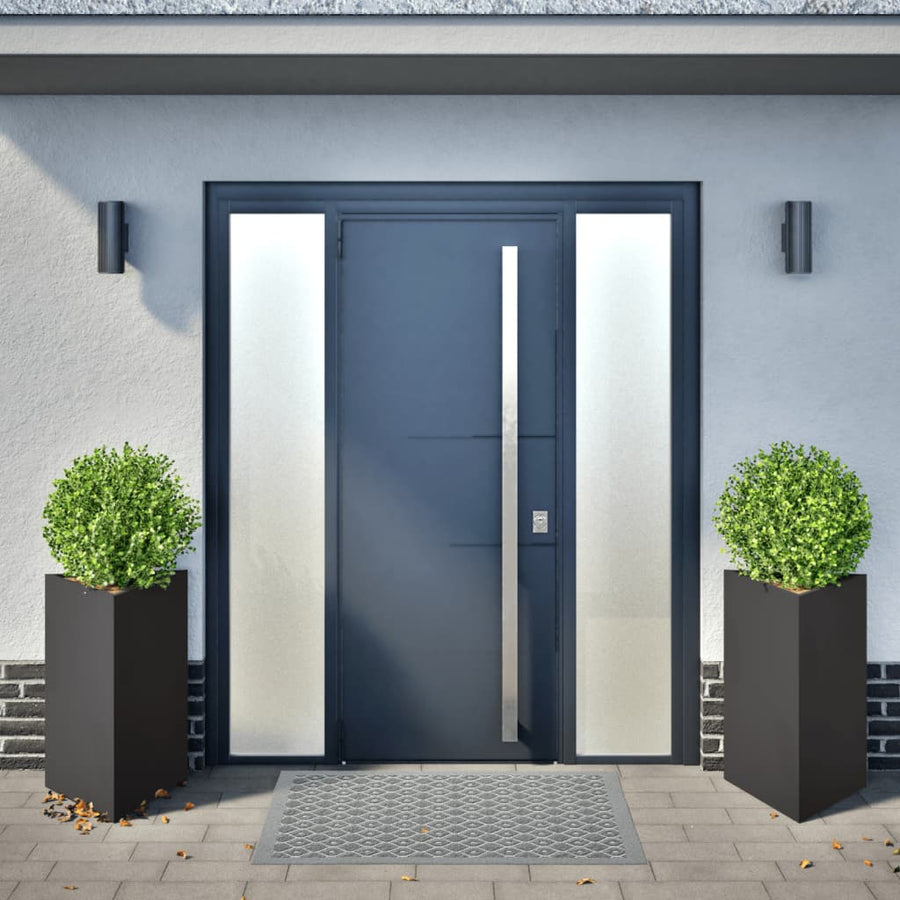 Plantenbakken 2 st driehoek 50x43x75 cm staal zwart