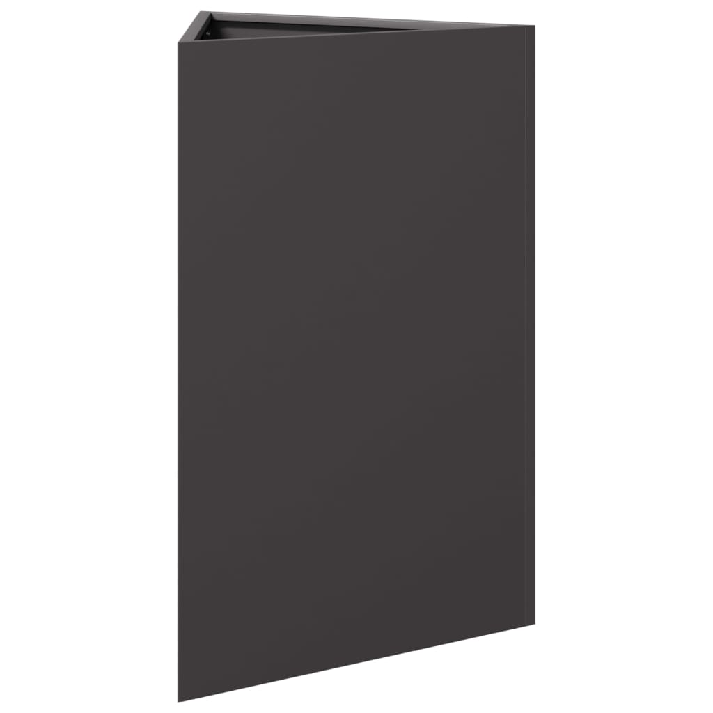Plantenbakken 2 st driehoek 50x43x75 cm staal zwart