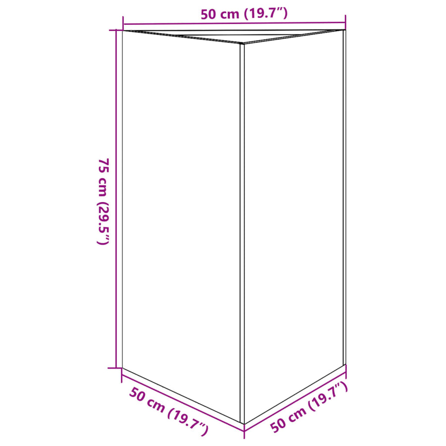 Plantenbak driehoek 50x43x75 cm staal wit