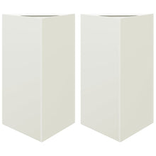 Plantenbakken 2 st driehoek 50x43x75 cm staal wit