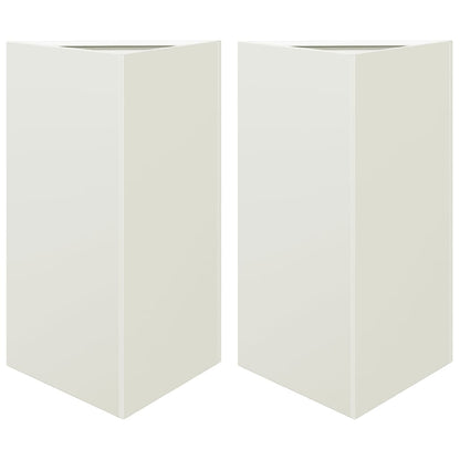 Plantenbakken 2 st driehoek 50x43x75 cm staal wit