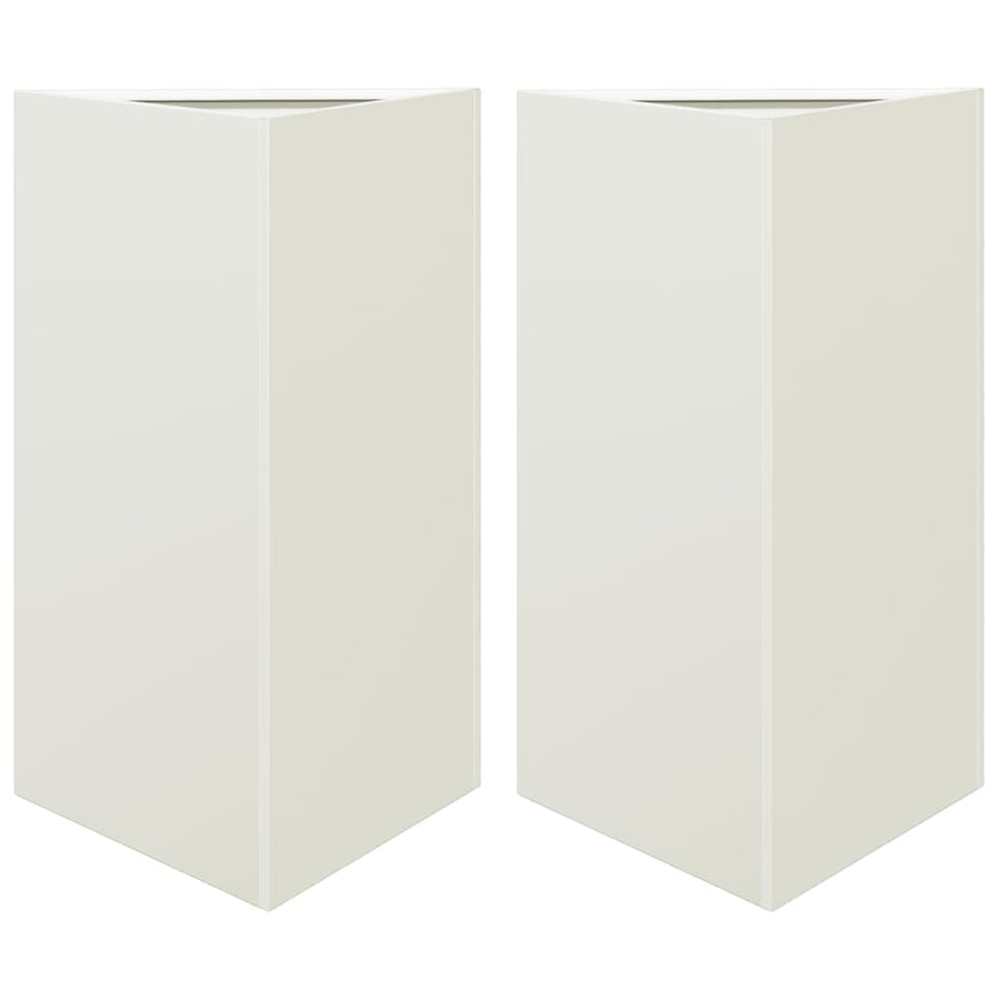 Plantenbakken 2 st driehoek 50x43x75 cm staal wit