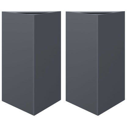 Plantenbakken 2 st driehoek 50x43x75 cm staal antracietkleurig