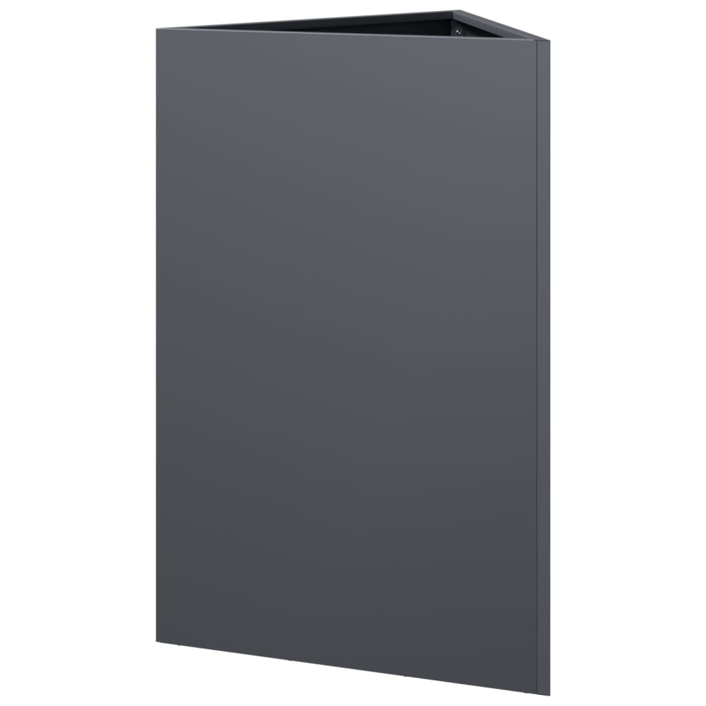 Plantenbakken 2 st driehoek 50x43x75 cm staal antracietkleurig