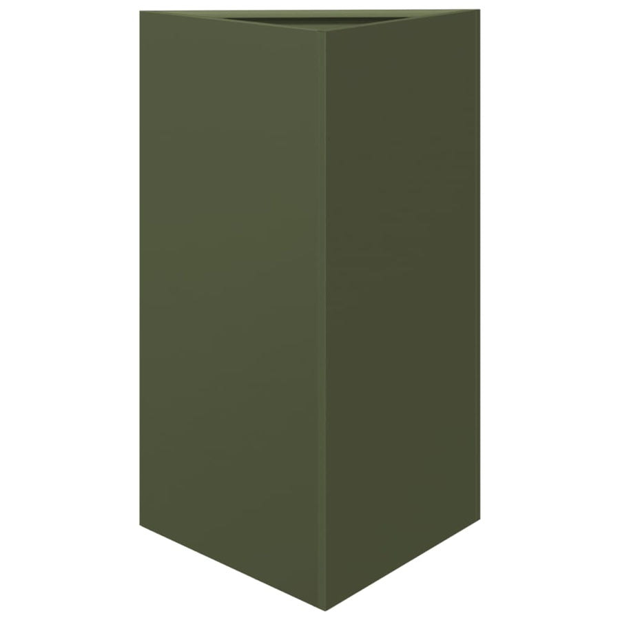 Plantenbak driehoek 50x43x75 cm staal olijfgroen