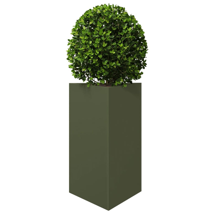 Plantenbak driehoek 50x43x75 cm staal olijfgroen