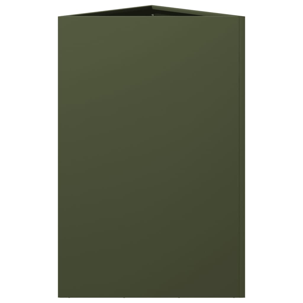 Plantenbak driehoek 50x43x75 cm staal olijfgroen
