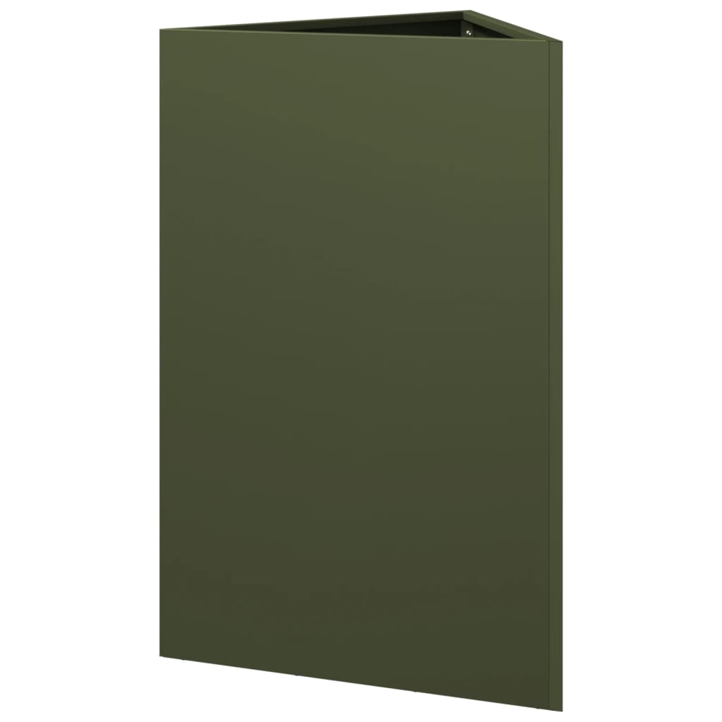 Plantenbak driehoek 50x43x75 cm staal olijfgroen