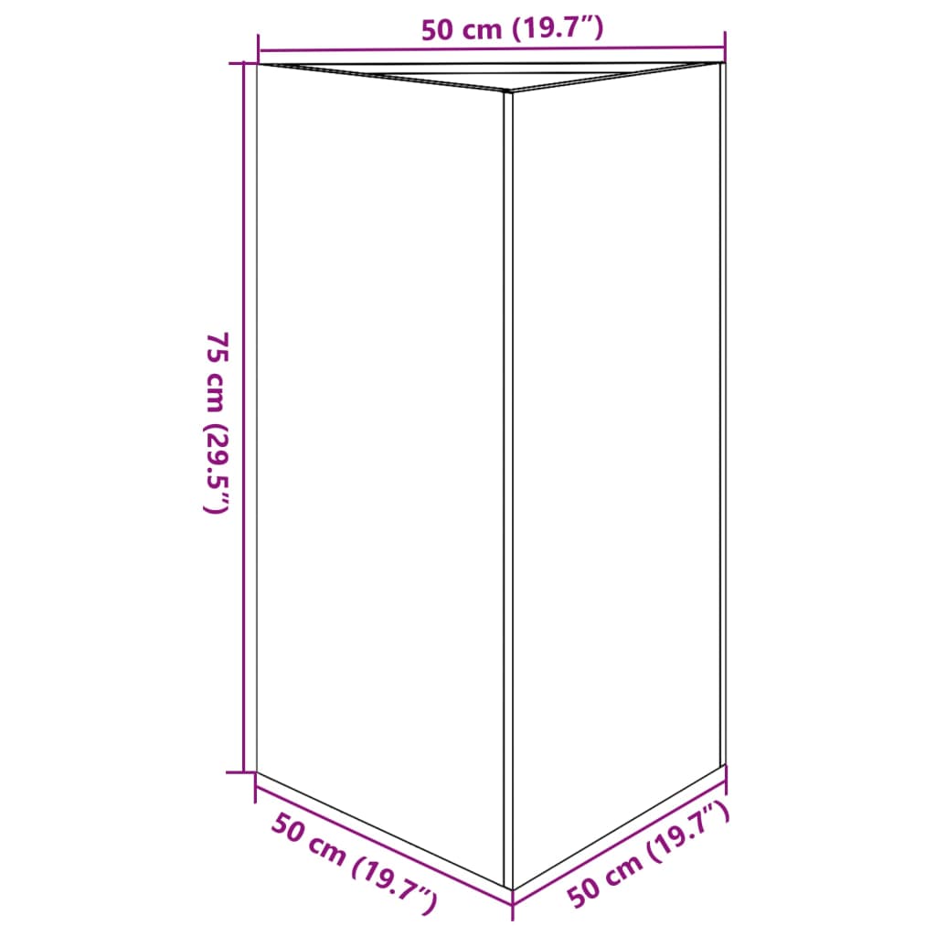 Plantenbakken 2 st driehoek 50x43x75 cm roestvrij staal