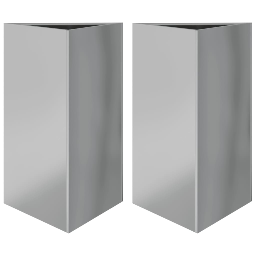 Plantenbakken 2 st driehoek 50x43x75 cm gegalvaniseerd staal