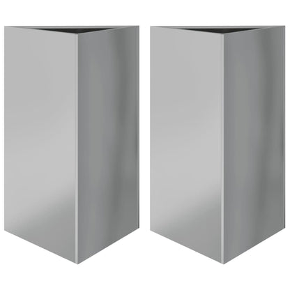 Plantenbakken 2 st driehoek 50x43x75 cm gegalvaniseerd staal