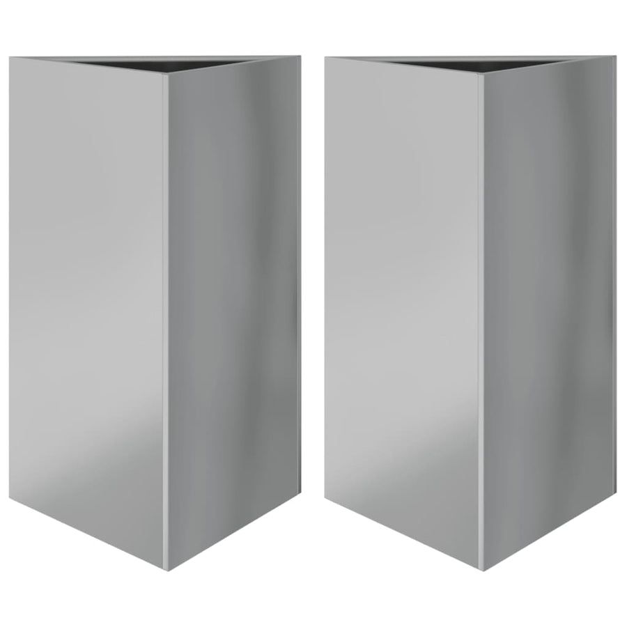 Plantenbakken 2 st driehoek 50x43x75 cm gegalvaniseerd staal