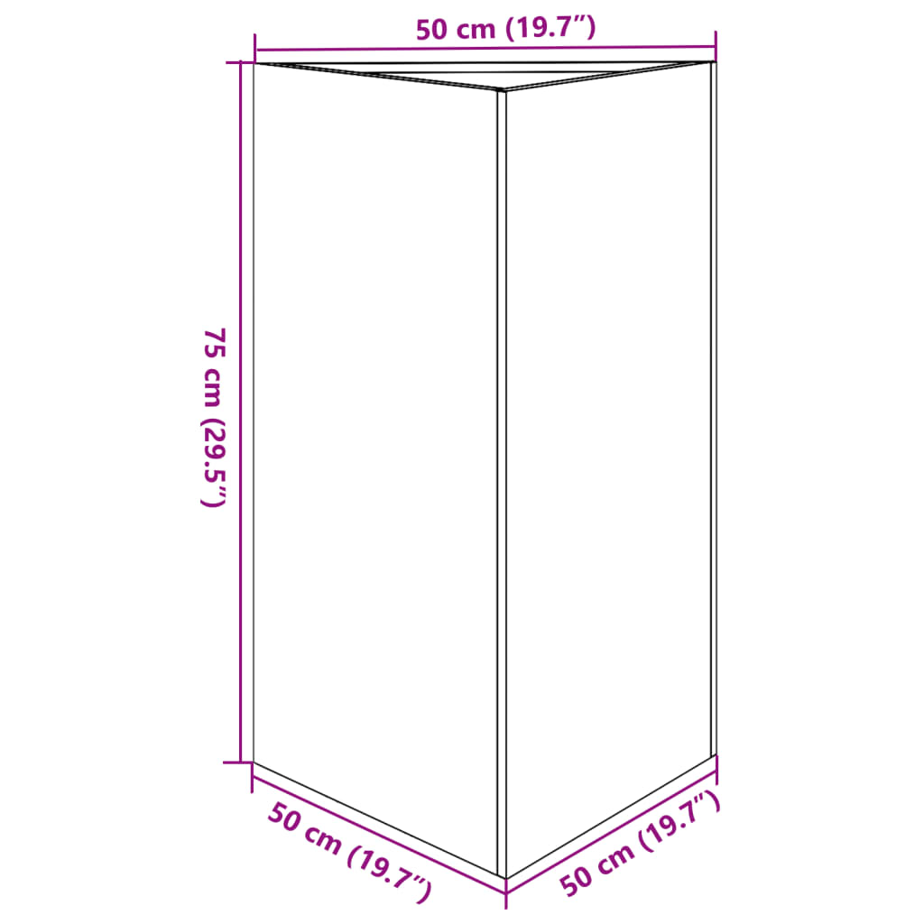 Plantenbak driehoek 50x43x75 cm cortenstaal