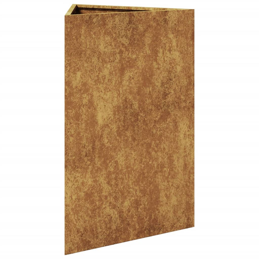 Plantenbakken 2 st driehoek 50x43x75 cm cortenstaal