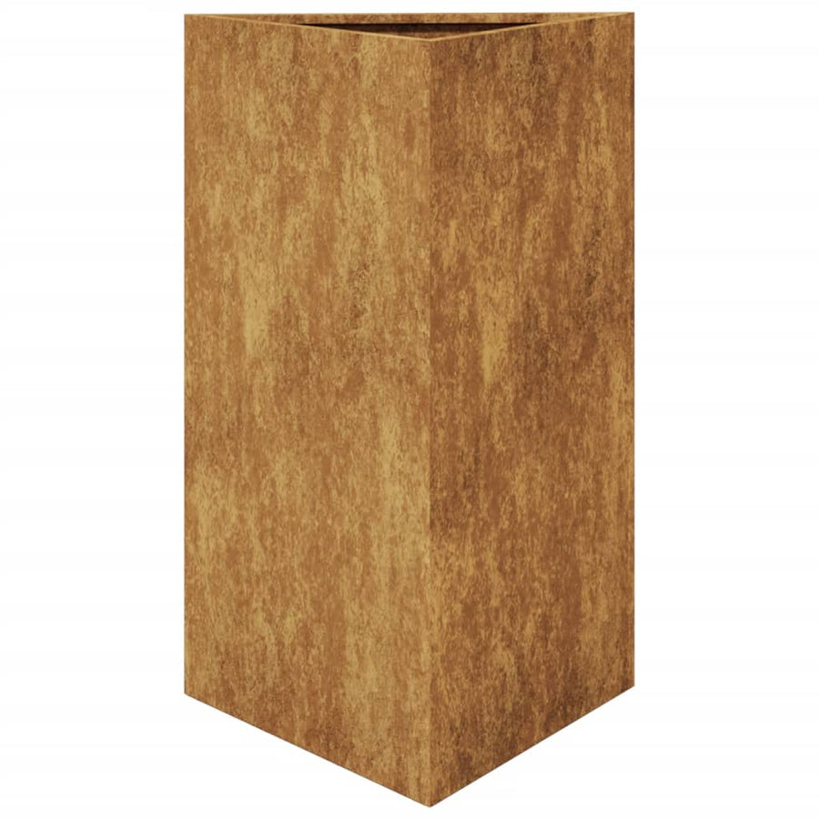 Plantenbakken 2 st driehoek 50x43x75 cm cortenstaal