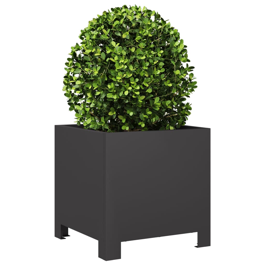 Plantenbakken 2 st 30x30x30 cm staal zwart
