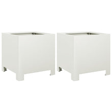 Plantenbakken 2 st 30x30x30 cm staal wit