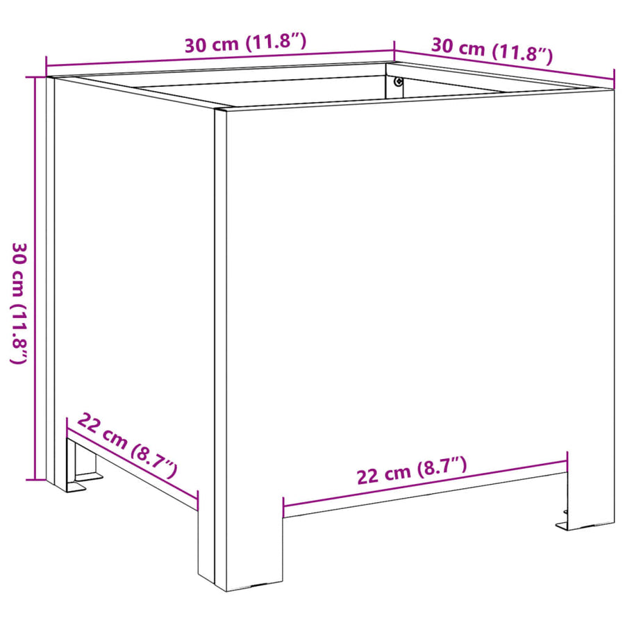 Plantenbakken 2 st 30x30x30 cm staal wit
