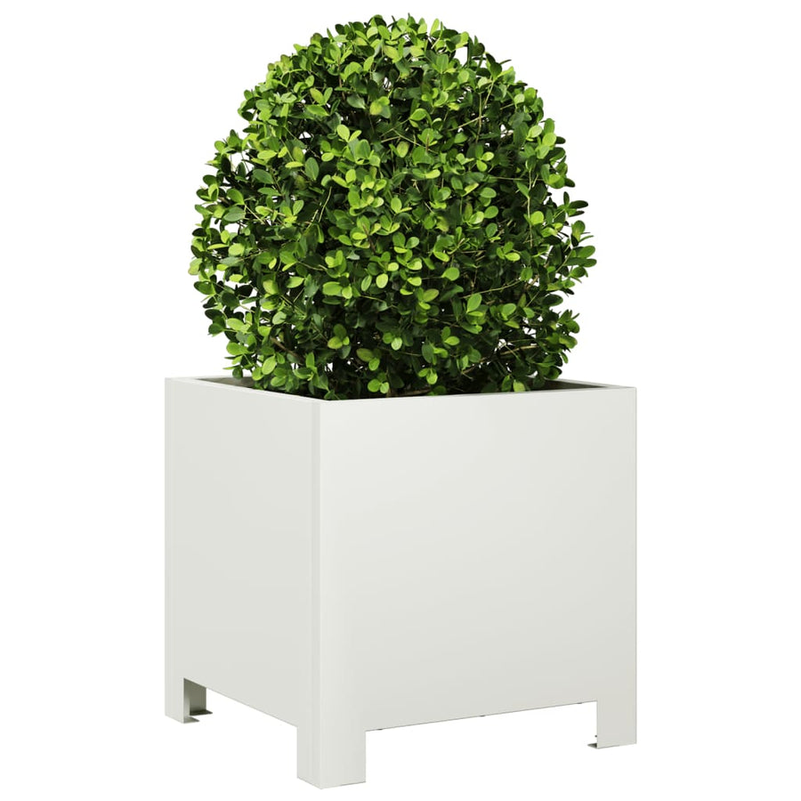 Plantenbakken 2 st 30x30x30 cm staal wit