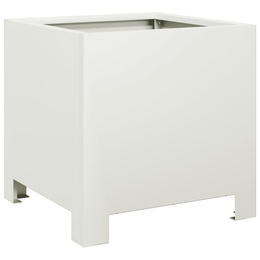 Plantenbakken 2 st 30x30x30 cm staal wit