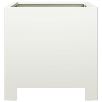 Plantenbakken 2 st 30x30x30 cm staal wit