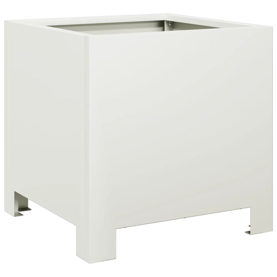 Plantenbakken 2 st 30x30x30 cm staal wit