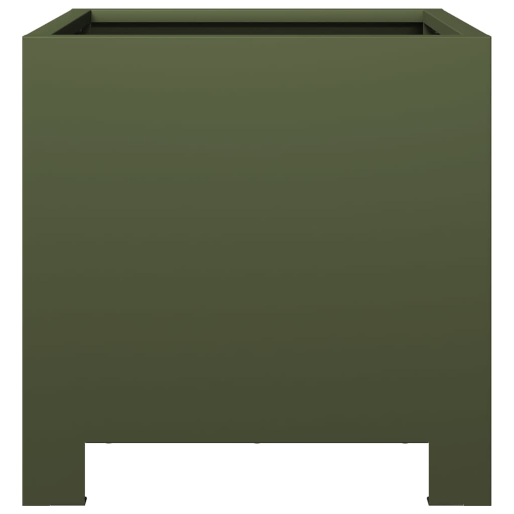 Plantenbakken 2 st 30x30x30 cm staal olijfgroen