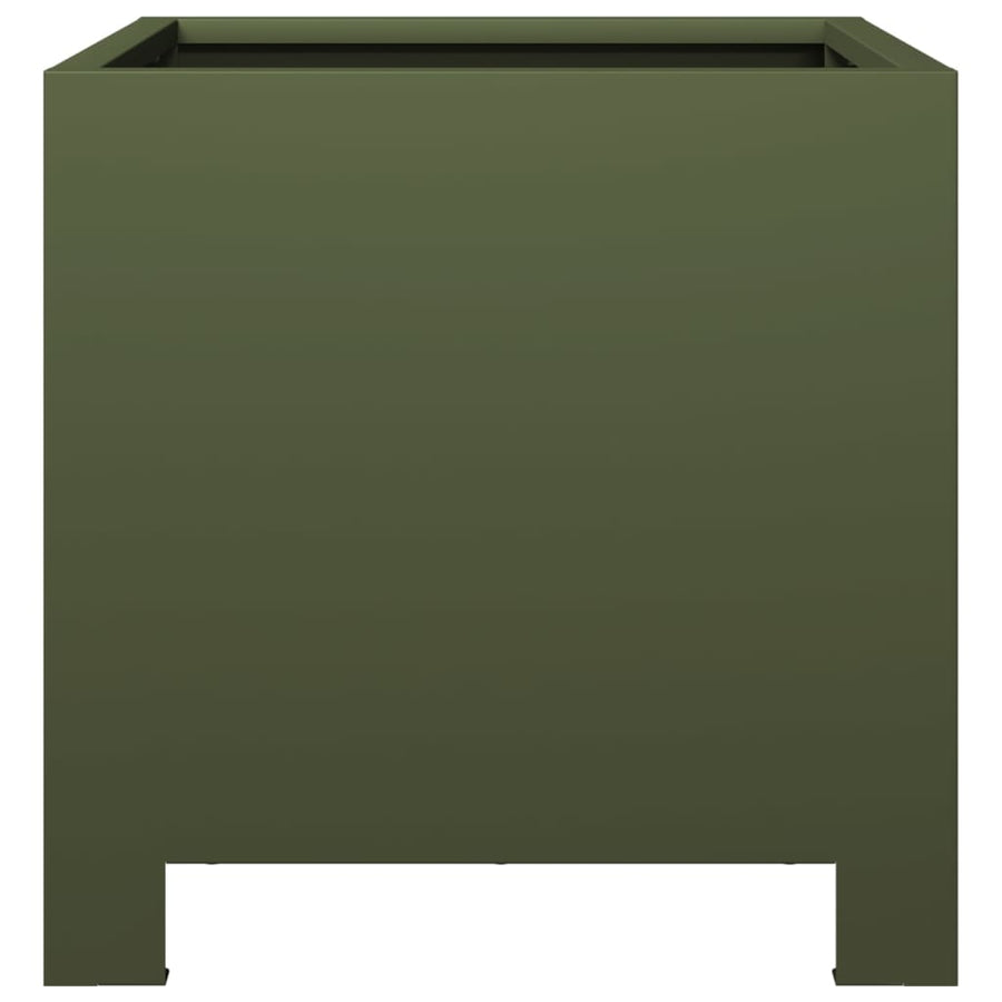 Plantenbakken 2 st 30x30x30 cm staal olijfgroen