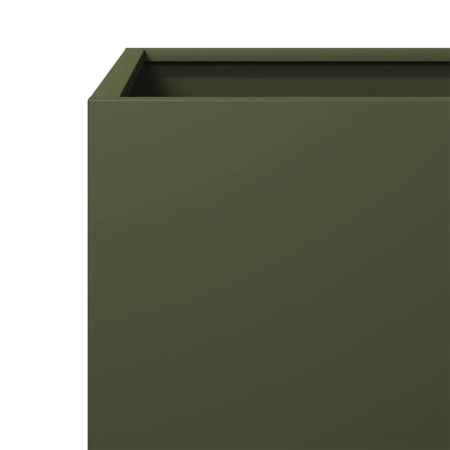 Plantenbakken 2 st 30x30x30 cm staal olijfgroen