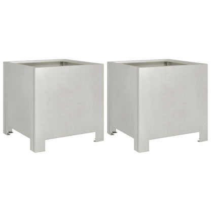 Plantenbakken 2 st 30x30x30 cm roestvrij staal