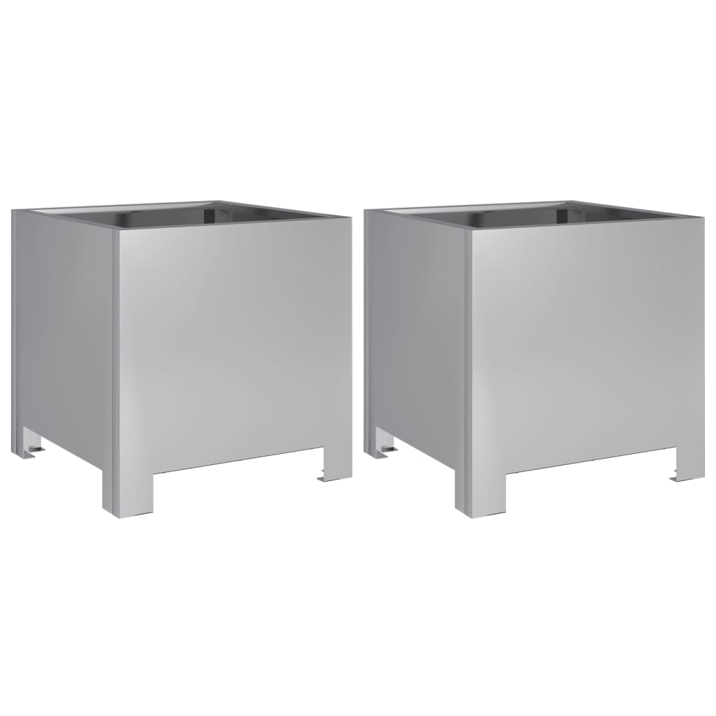 Plantenbakken 2 st 30x30x30 cm gegalvaniseerd staal