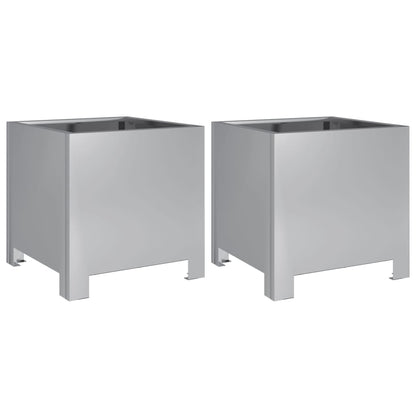 Plantenbakken 2 st 30x30x30 cm gegalvaniseerd staal