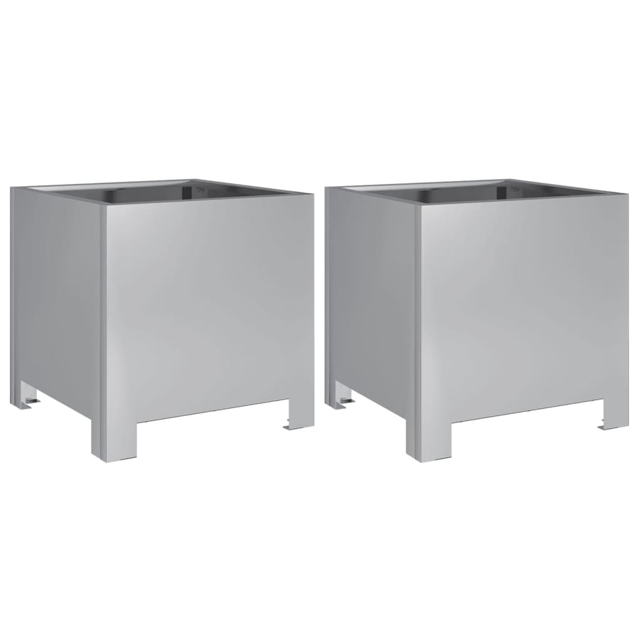 Plantenbakken 2 st 30x30x30 cm gegalvaniseerd staal