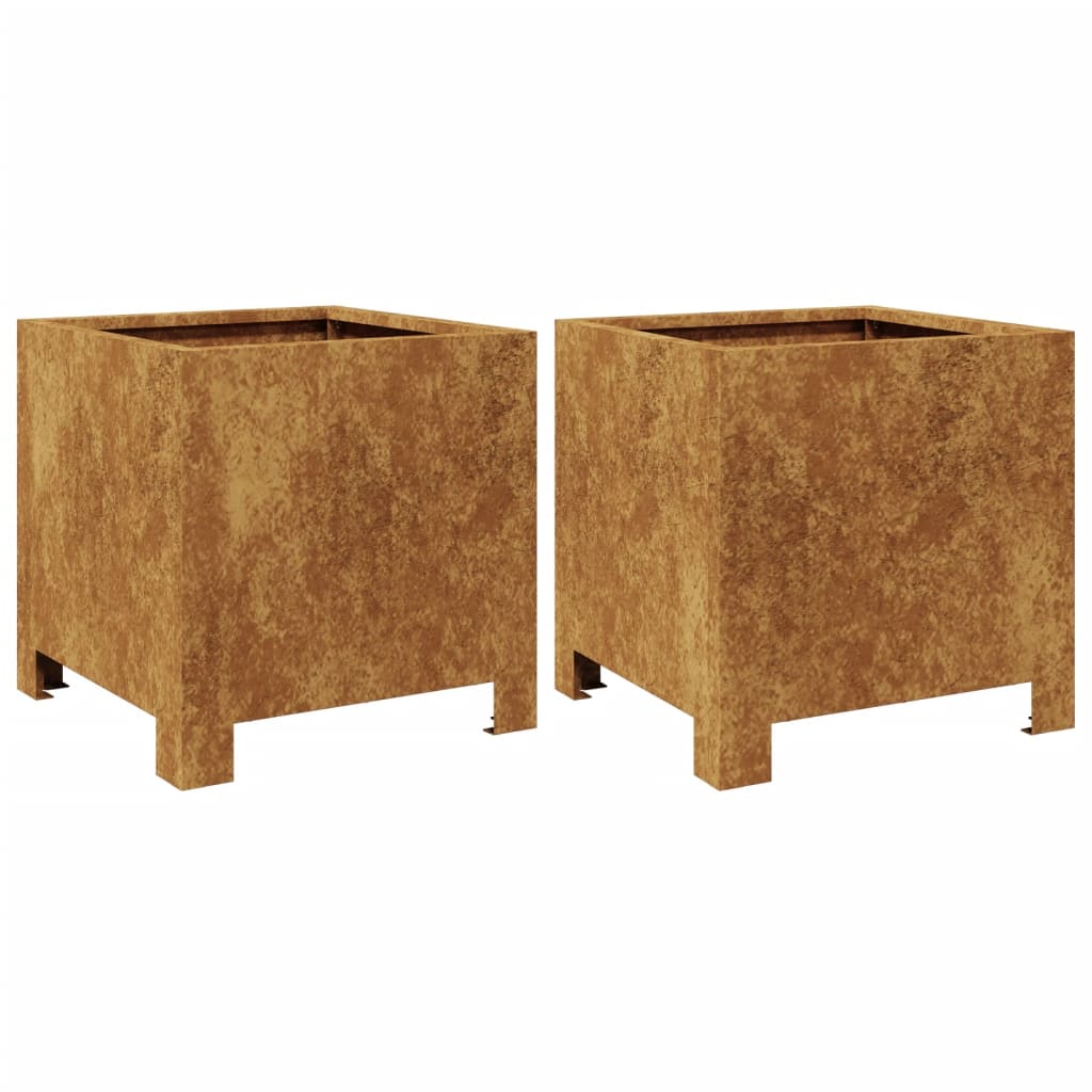 Plantenbakken 2 st 30x30x30 cm cortenstaal