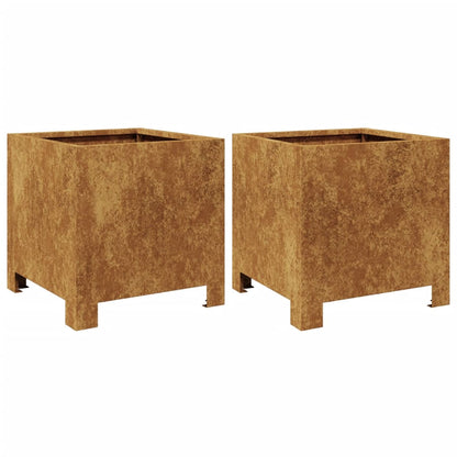 Plantenbakken 2 st 30x30x30 cm cortenstaal