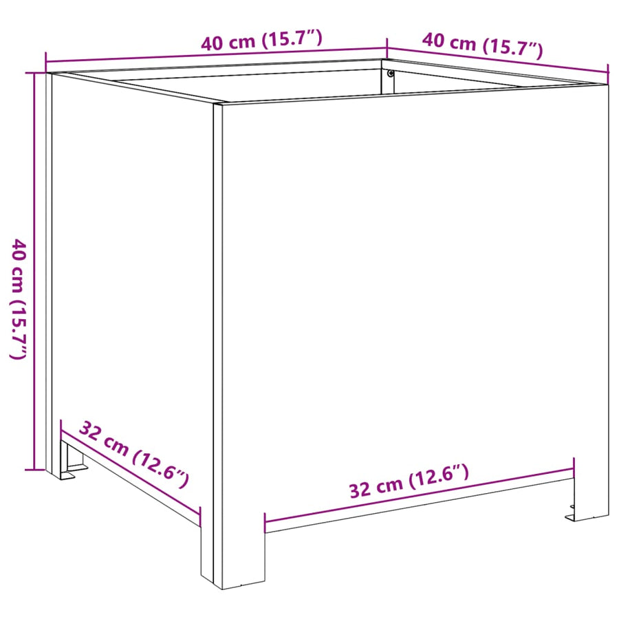 Plantenbakken 2 st 40x40x40 cm staal zwart