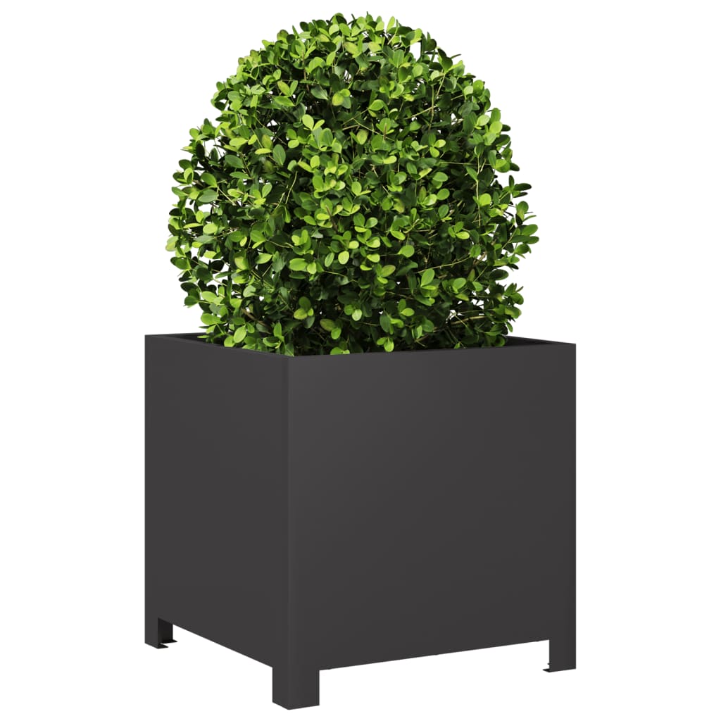 Plantenbakken 2 st 40x40x40 cm staal zwart