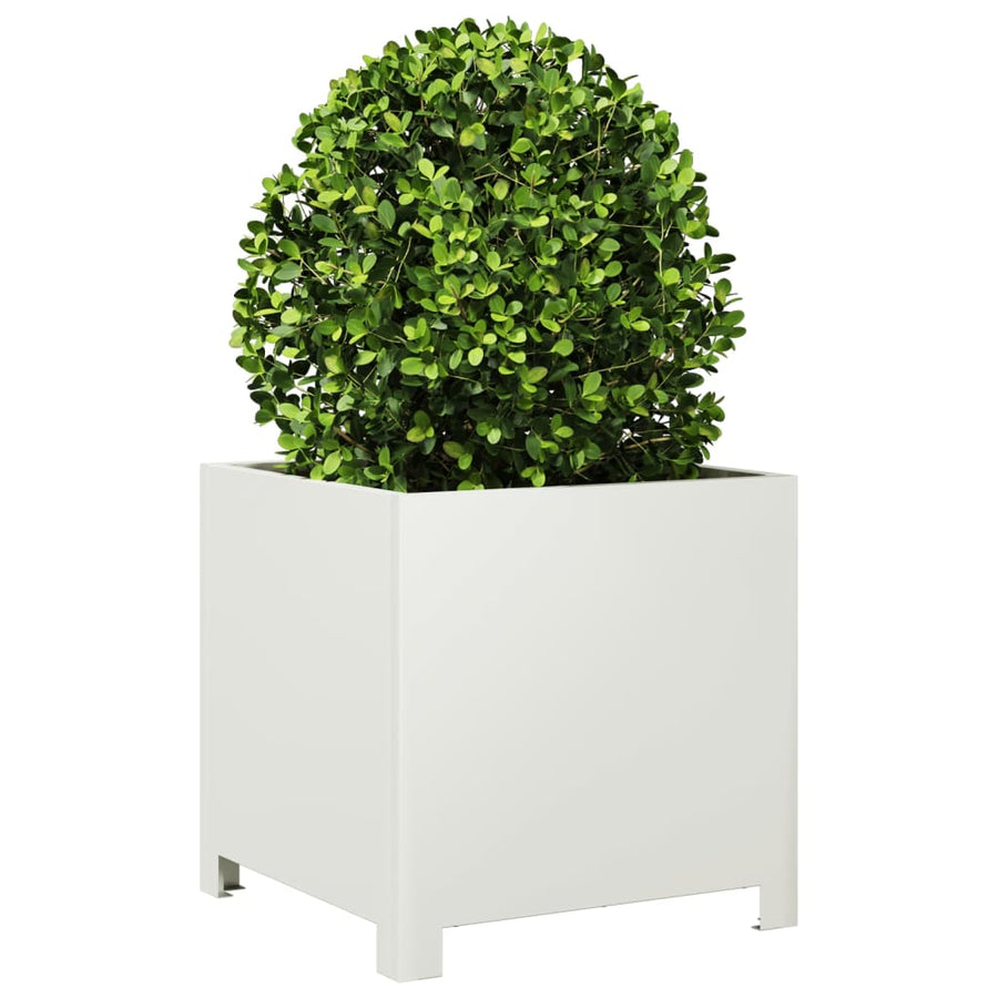 Plantenbakken 2 st 40x40x40 cm staal wit