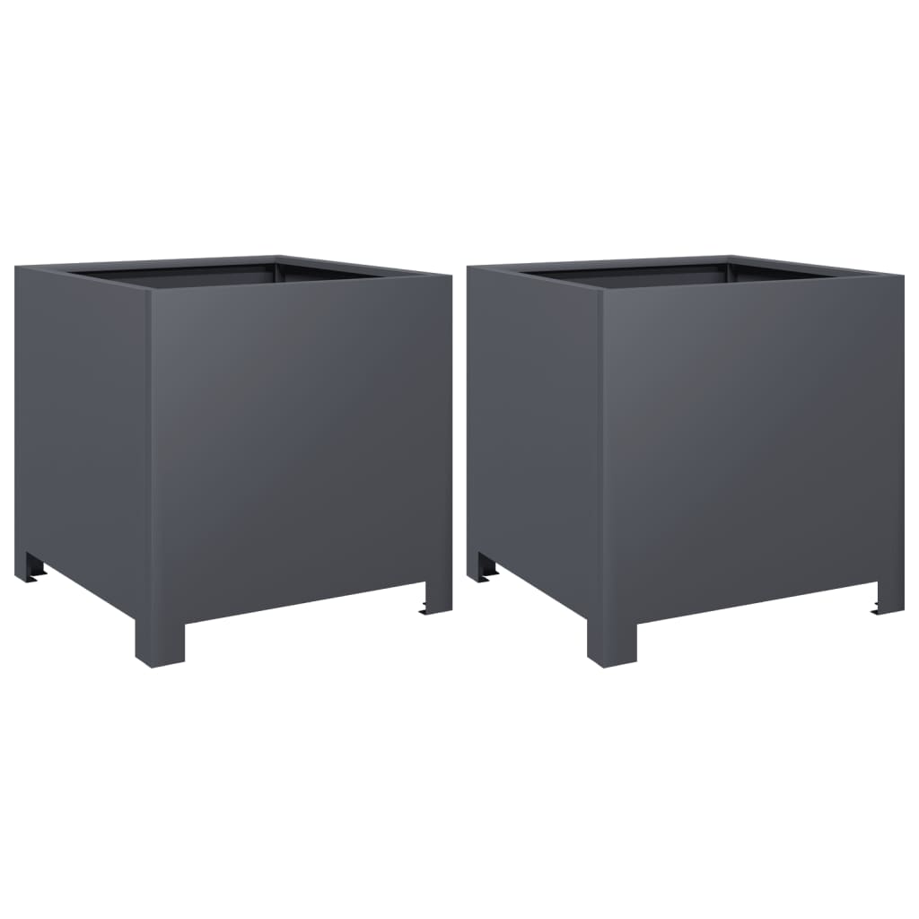 Plantenbakken 2 st 40x40x40 cm staal antracietkleurig
