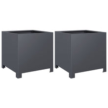 Plantenbakken 2 st 40x40x40 cm staal antracietkleurig