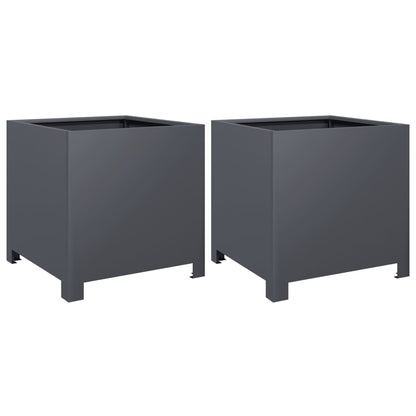 Plantenbakken 2 st 40x40x40 cm staal antracietkleurig